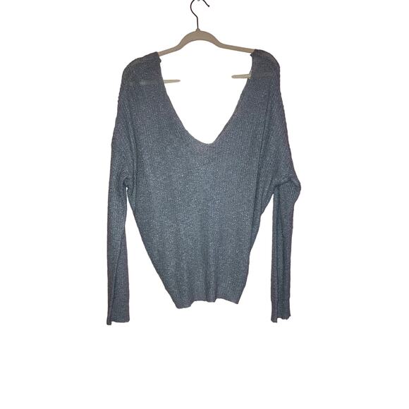 Moon & Madison light blue knit dolman twist back sweater size large - Picture 1 of 5